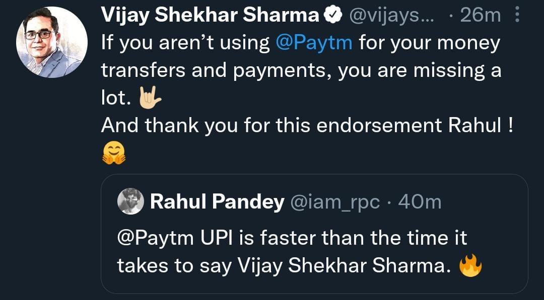 Retweeted by Vijay Shekhar Sharma